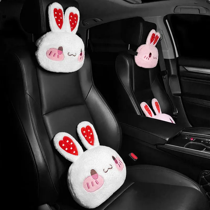 

2022 New Arrival Cartoon Love Rabbit Cute Lumbar Support Universal Car Waist Neck Pillow Headrest Car Interior Ornaments