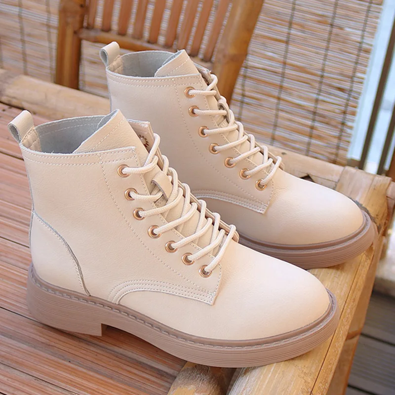 Женские ботильоны из искусственной кожи мотоциклетные ботинки на платформе