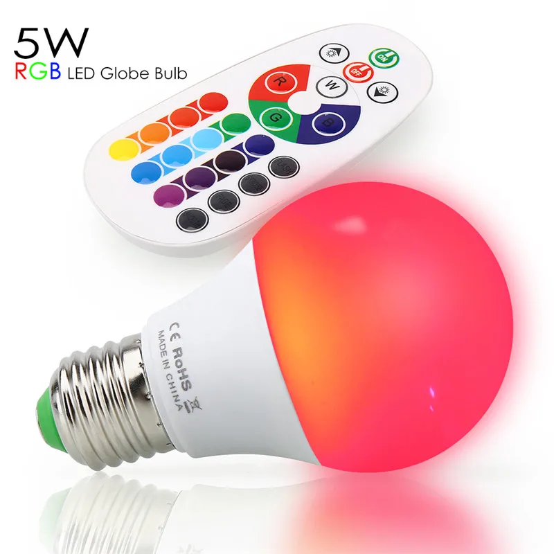 Светодиодная лампа RGB 5 Вт волшебная с регулируемой яркостью E27 B22 сменные цвета