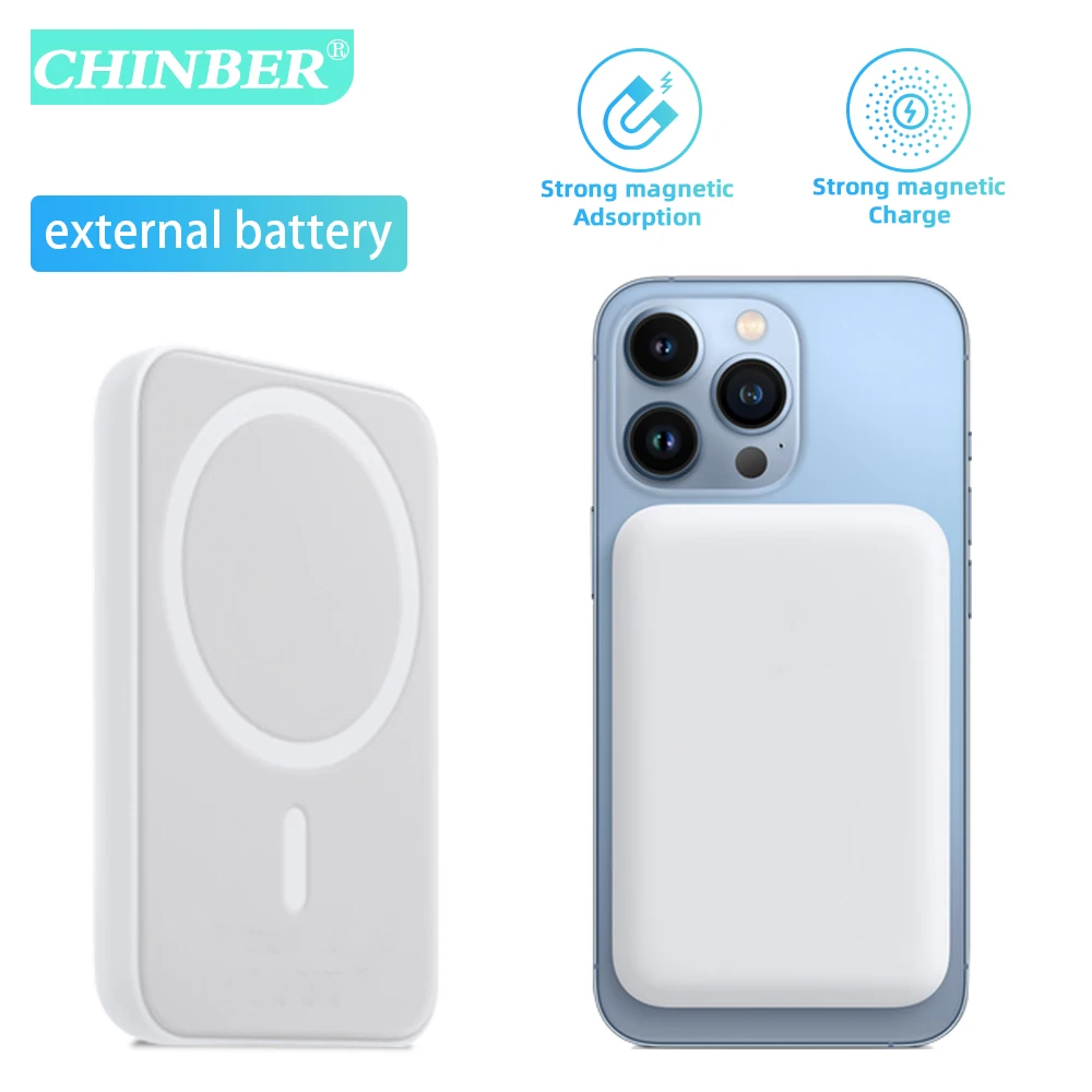 Banco de energ&iacute;a inal&aacute;mbrico magn&eacute;tico port&aacute;til, 1:1, para iphone 12, 13Pro, 12Pro, Max, 5000mAh, Mini bater&iacute;a externa para tel&eacute;fono m&oacute;vil-0