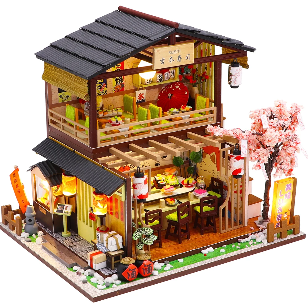 

Kids Toys Dollhouse Kit with Furniture Assemble Wooden Miniature Doll House Diy Dollhouse Puzzle Toys For Children M2011