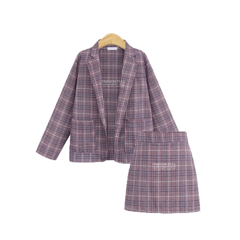 DEAT 2020 новинка Весенний костюм воротник в клетку Блейзер облегающая юбка для