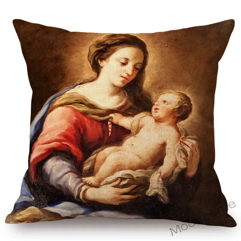 Раскраска на тему Библии картина маслом Иисус Христа Дева Мария ангелы