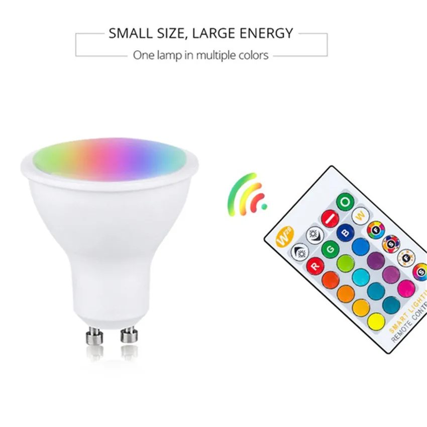 Dimmable RGB светодиодный лампы 110V 220V GU10 8 Вт лампада светильник Точечный 16 Цвета Bombillas