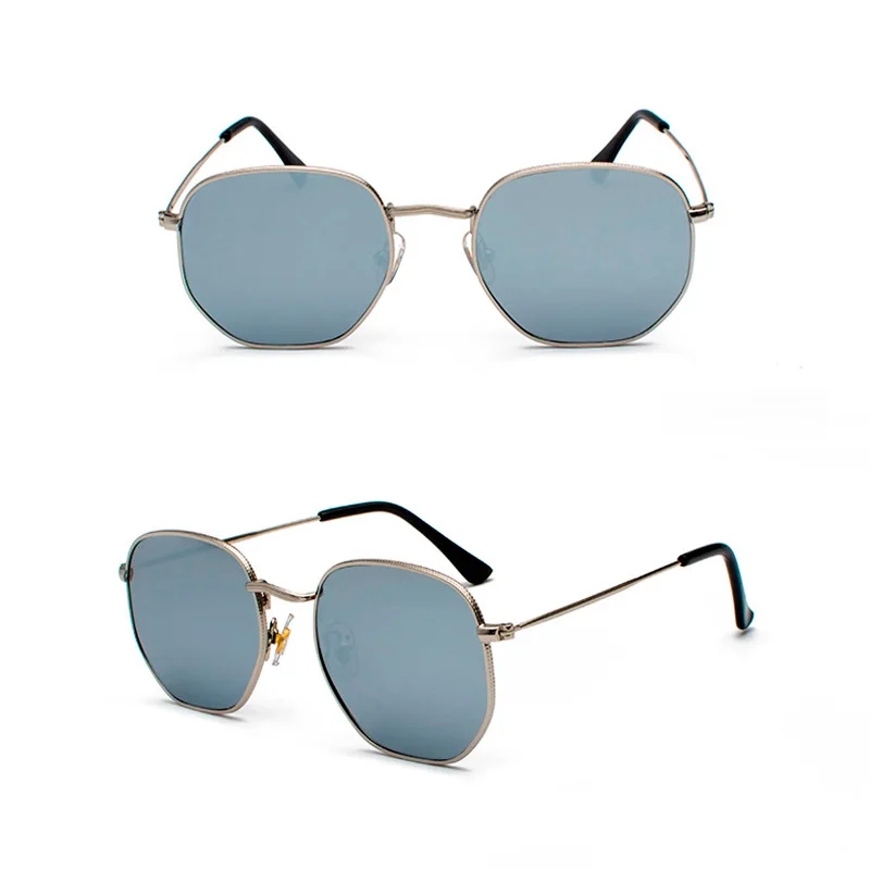 

2019 Square Sunglases Men Hexagon Sun glasses Mannen Women Metal Frame Fishing Glasses Gold gray Eyewear lentes de sol hombre