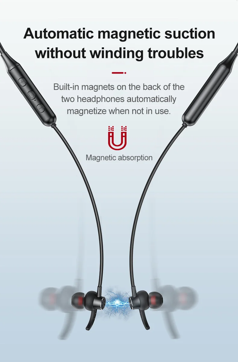 Металлические магнитные спортивные водонепроницаемые беспроводные наушники с Bluetooth, шумоподавлением и микрофоном для телефона Xiaomi ON.