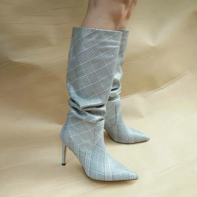 Сапоги TXCNMB до бедра на высоком каблуке 9 см женская зимняя обувь женские черные