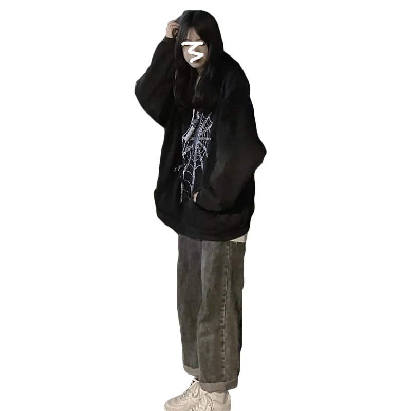

Y2K InsGoth Hoodies For Women Korean Harajuku Oversized Gothic Punk Causal All-Match Chic Pullover Tops Autumn Winter 2021