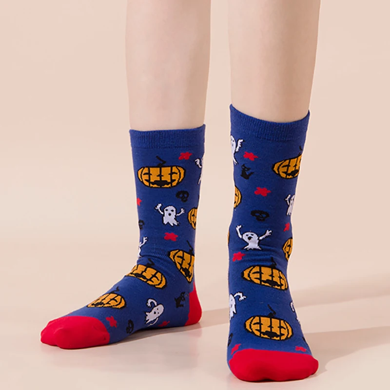 Мужские носки на Хэллоуин Осень-зима индивидуальные хлопковые вязаные