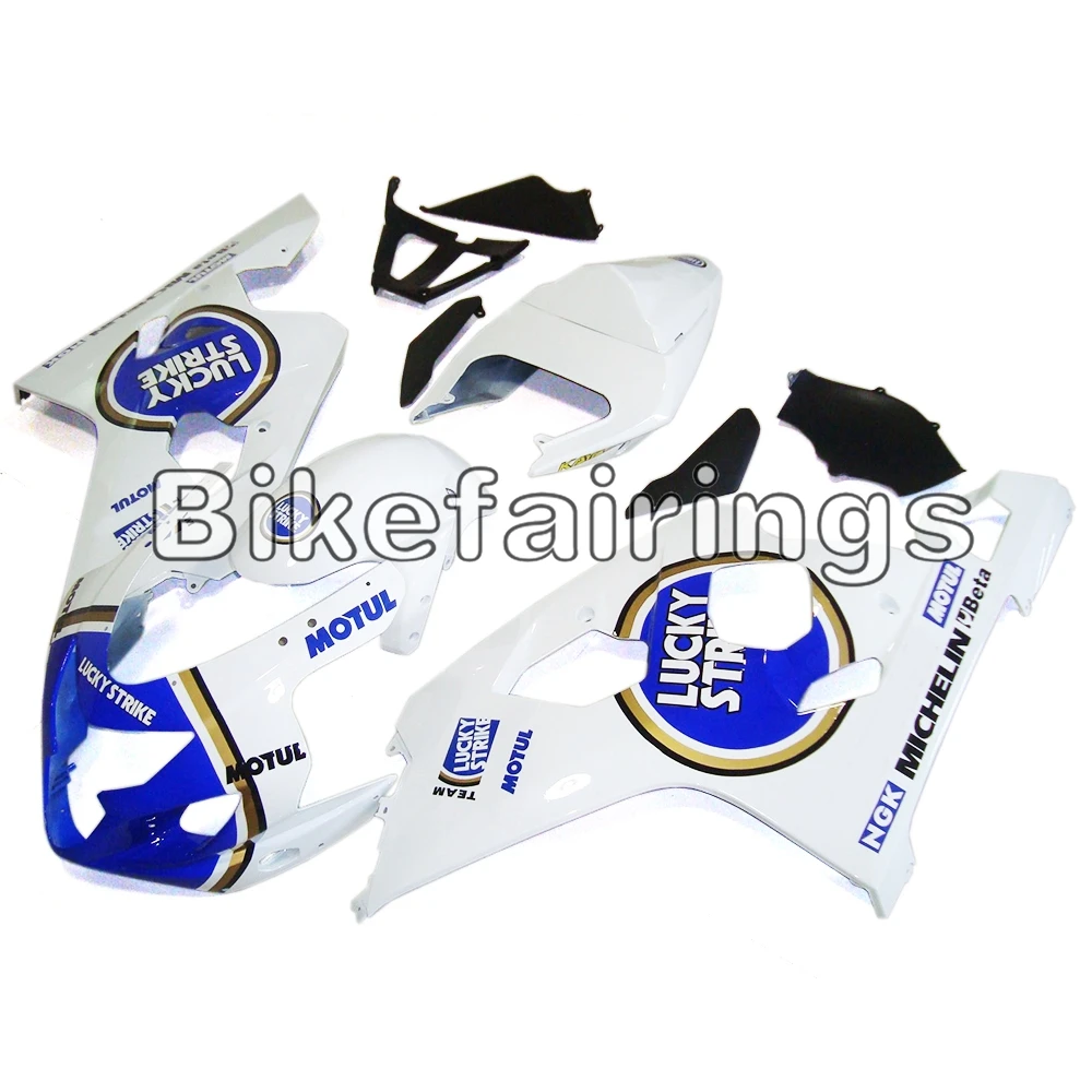 Белый и синий велосипед Lucky Strike рамы кузова для Suzuki GSXR600 GSXR750 K4 2004 750 04 05