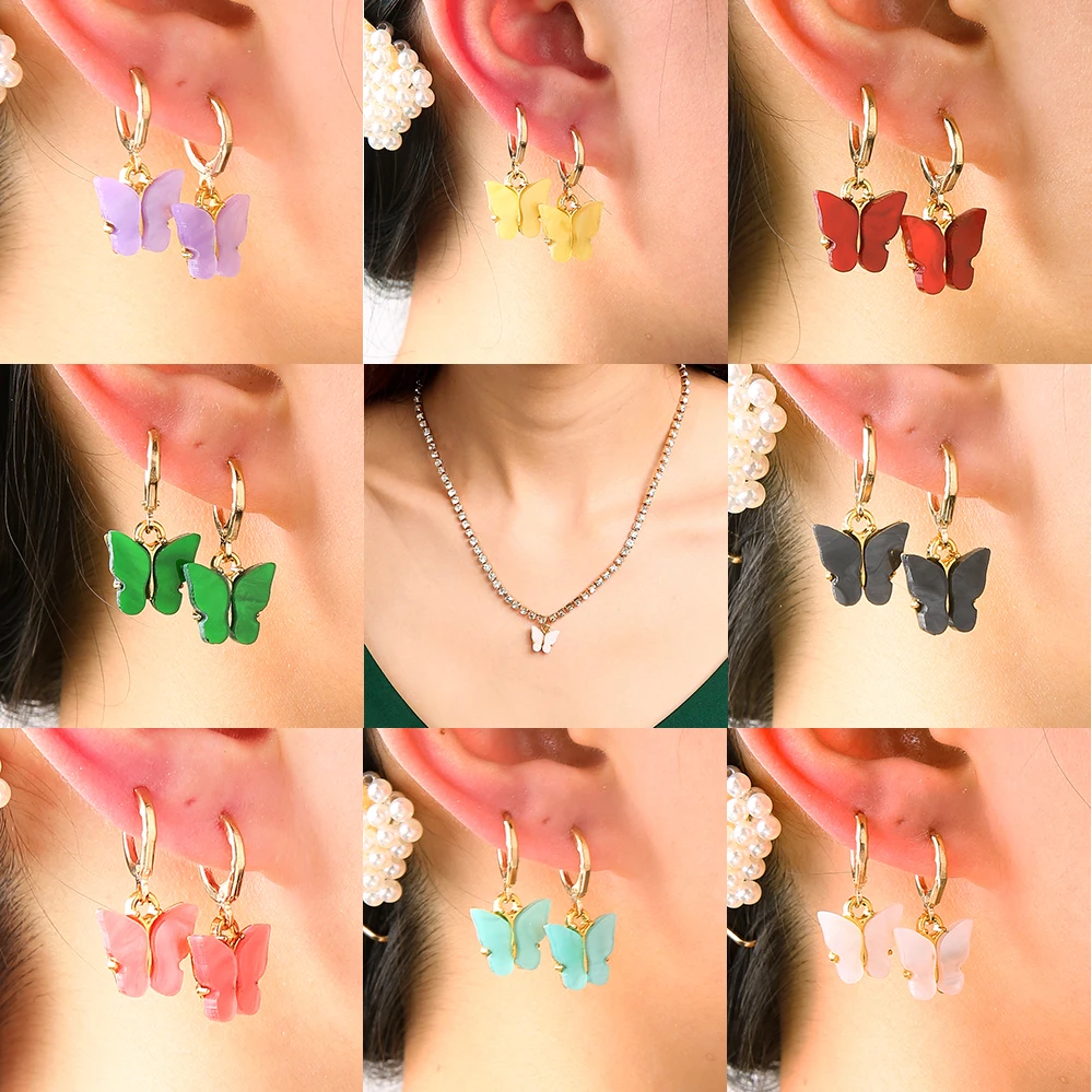 9 цветов полимерные серьги бабочки для женщин цветные стильные капли модные