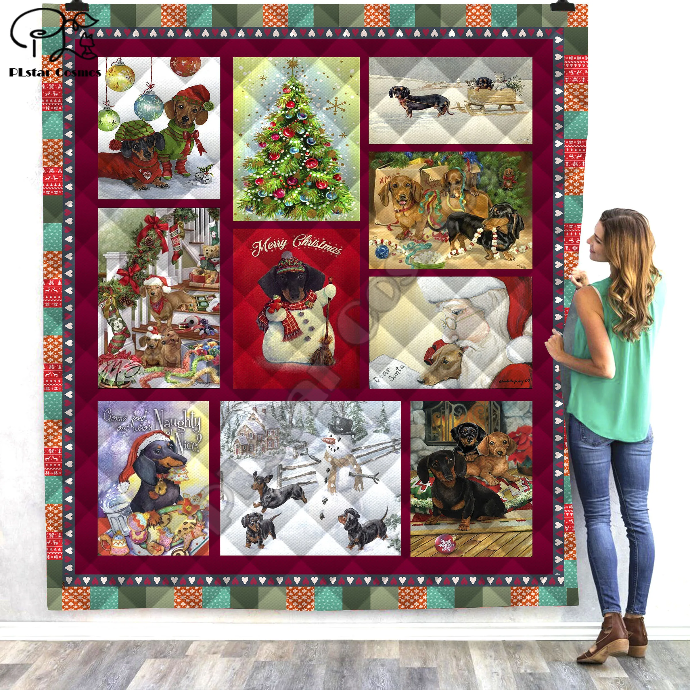 

Pet Puppy Cute Dog 3D Quilt Blanket For Kids Adults Bedding Throw Soft Warm Thin Office Blanket With Cotton Quilt style-10