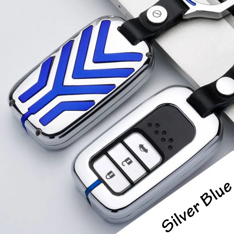 

1Pcs Zinc Alloy Car Smart Remote Key Fob Case Cover Chain For Honda Accord Civic CRV