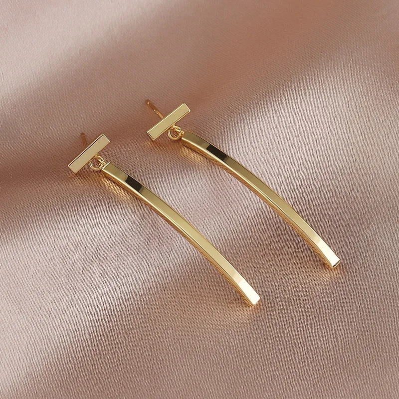 

Женские серьги-гвоздики Gojomem, золотистые серьги в форме буквы т с подвесками, ювелирные украшения для вечевечерние