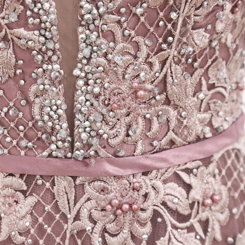 Stock Clean Elegant Lace Beads Prom Dress Long No Custom Made Amazing Party Gown 210224-019