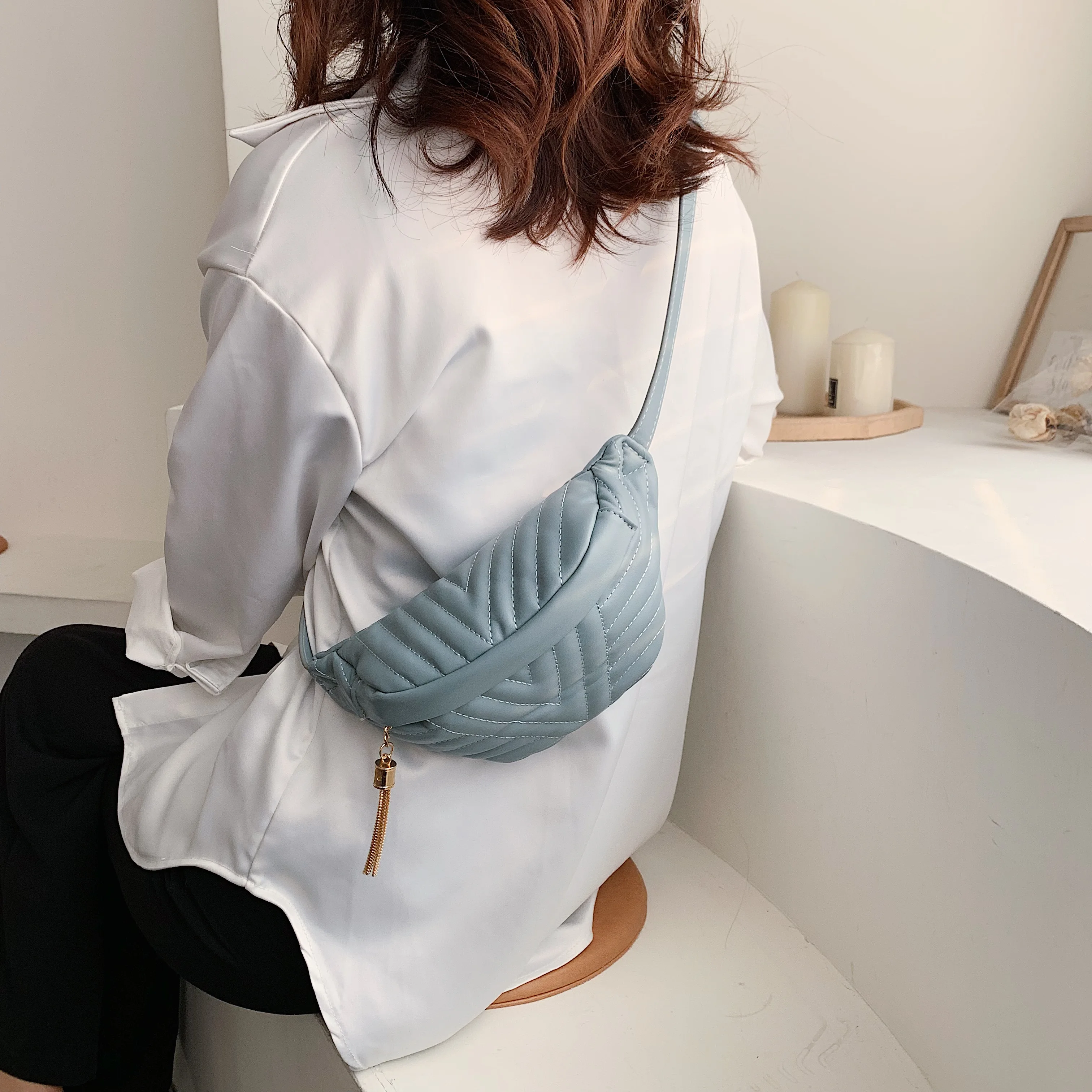 

SWDF 2021 Women's Bag Vintage Alligator PU Leather Retro Shoulder Female Baguette Bag Small Chain Crossbody Mini Purses Handbags