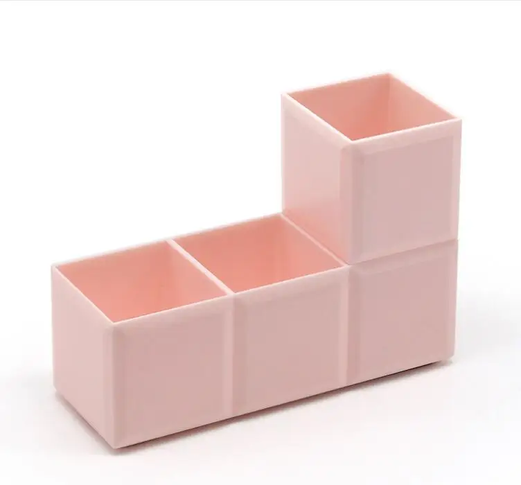 Pink XRHYY, 3 отсека, коробка для хранения, модный, настольный, съемный, вставленный, чехол для карандашей, держатель для ручек, органайзер для школы, офиса, дома - Цвет: Pink