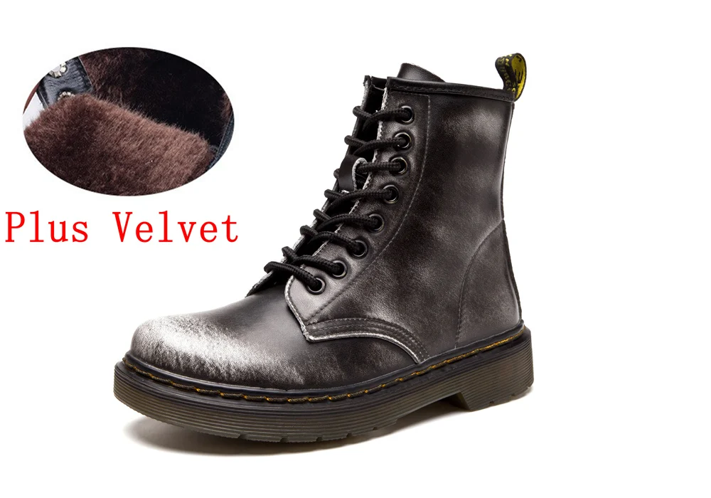 Женские ботинки; doc martins; ; винтажные классические ботинки martin в британском стиле; женские мотоциклетные ботинки на толстом каблуке; Bota Feminina Dr's Shoes - Цвет: Rub Gray Fur