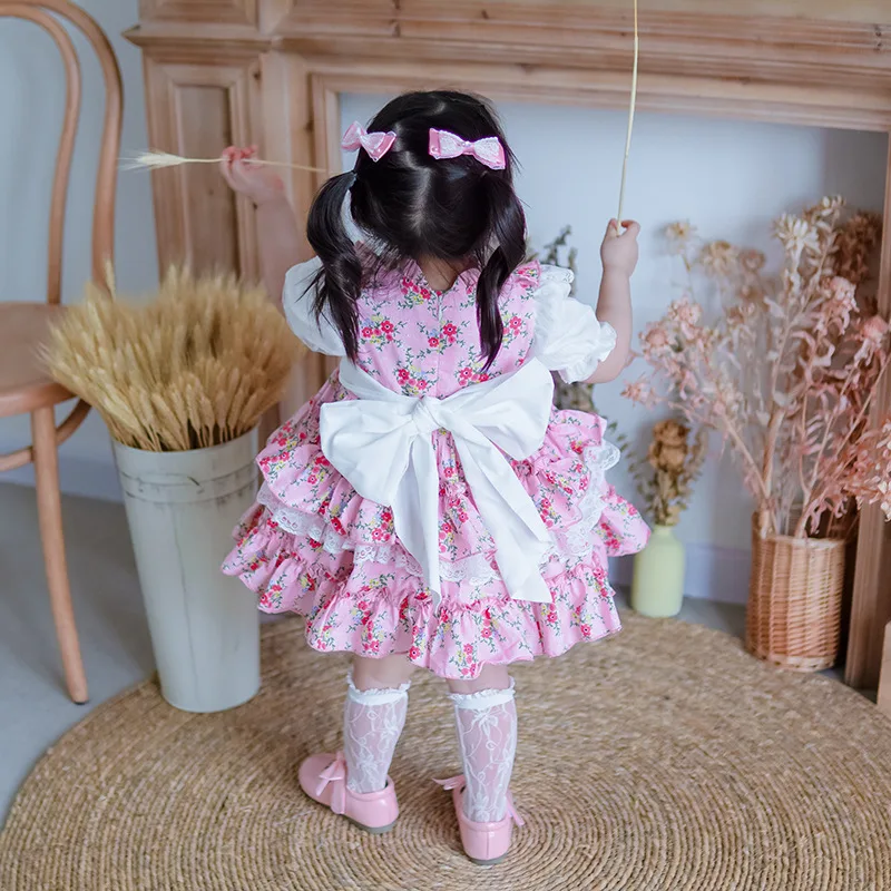 Летняя детская одежда для девочек испанские цветочные платья малышей Lotia Frocks