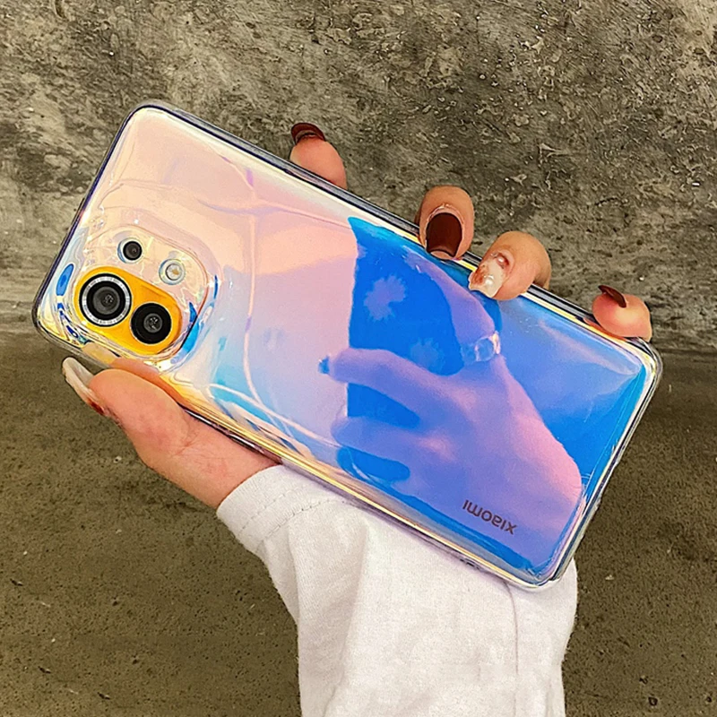 purple laser rainbow colorful phone case for xiaomi redmi note 11 pro note 10 9 8 pro mi 12 11t pro poco x3 pro soft cover case free global shipping
