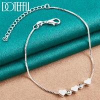 doteffil 925 sterling silver heart round bead box chain bracelet for women wedding engagement party fashion charm jewelry