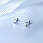 925 пробы Серьги с синтетической глазурью в форме сердца, маленькие милые серьги для девочек и дочек, стильные ювелирные украшения