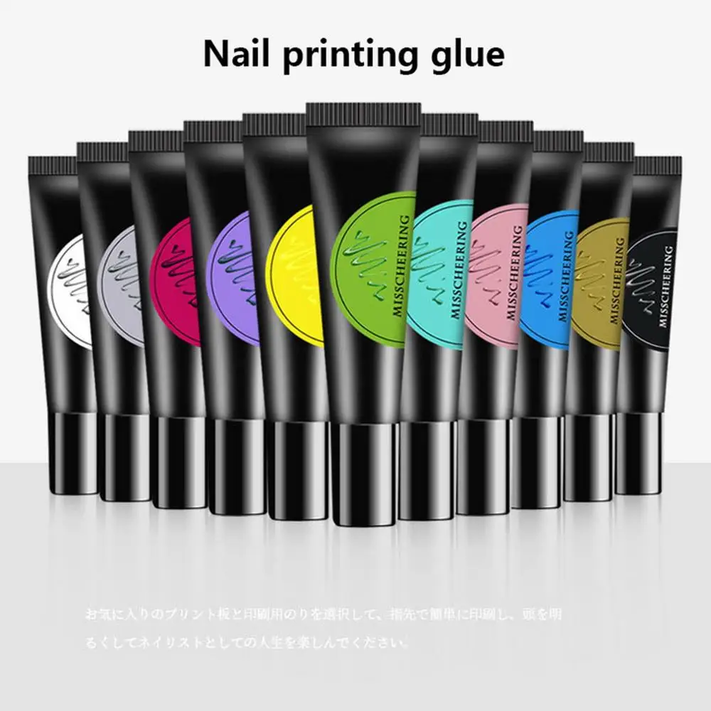 

12color Nail Printing Glue Painted Rubber Hose Printing Template Nail Shop Printing Glue 8ml