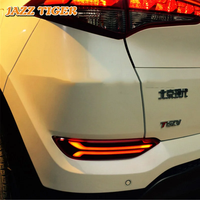 

JAZZ TIGER 2PCS Car LED Rear Fog Lamp Brake Light Turn Signal Light Bumper Decoration Lamp For Hyundai Tucson 2015 - 2018