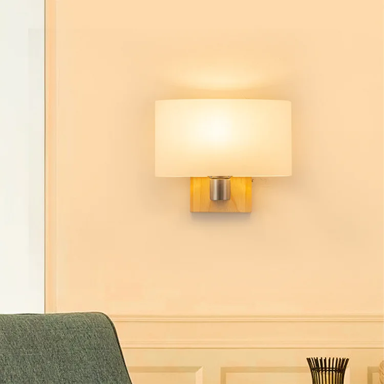 

Nordic bedroom bedside wall lamp European hotel LED lamp American living room solid wood staircase corridor hotel lamp