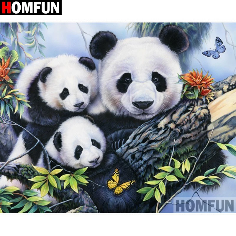 Алмазная живопись HOMFUN панда полное квадратное/Круглое украшение для стен