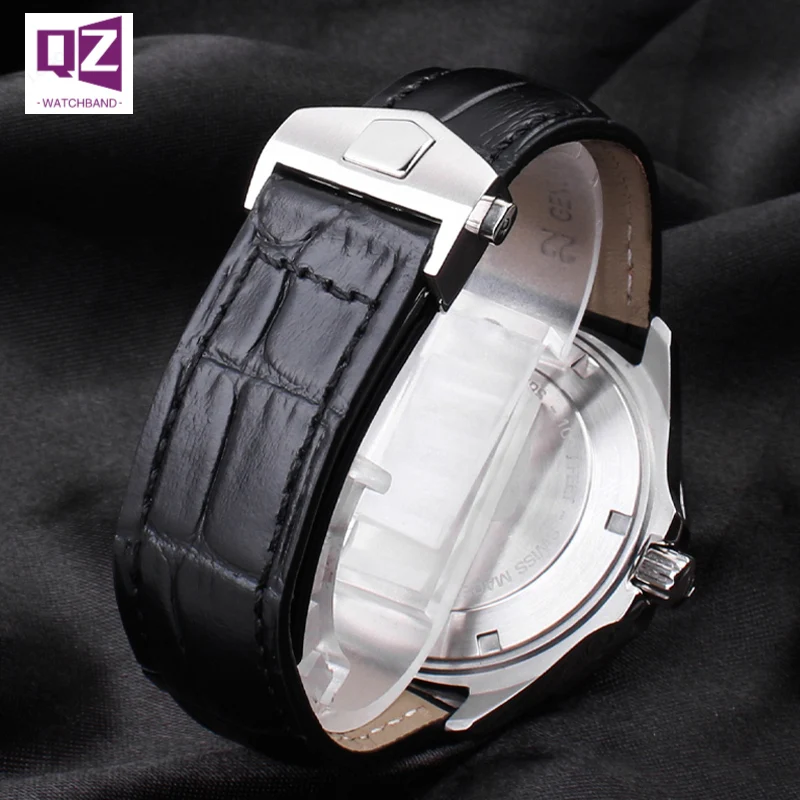 COW LEATHER Watch Strap 19mm 20mm 22mm watchband for tag heuer watches band Genuine leather bracelet fold buckle High quality