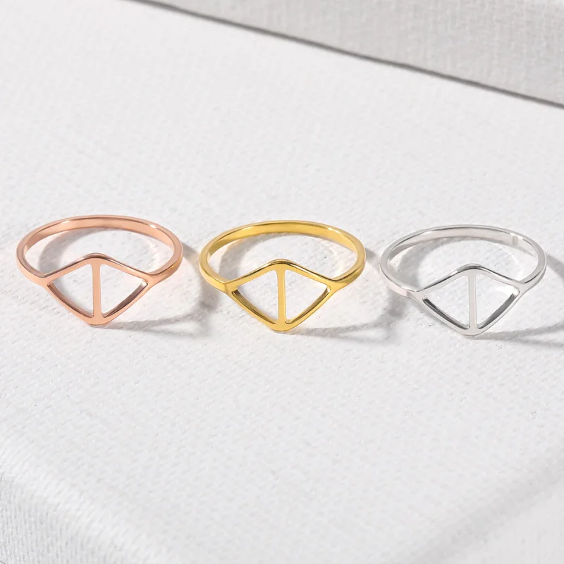 Женское кольцо из нержавеющей стали минималистское с геометрическим рисунком