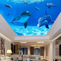custom 3d photo wall wallpaper blue ocean sea water undersea world dolphin ceiling decoration mural papel de parede home d%c3%a9cor