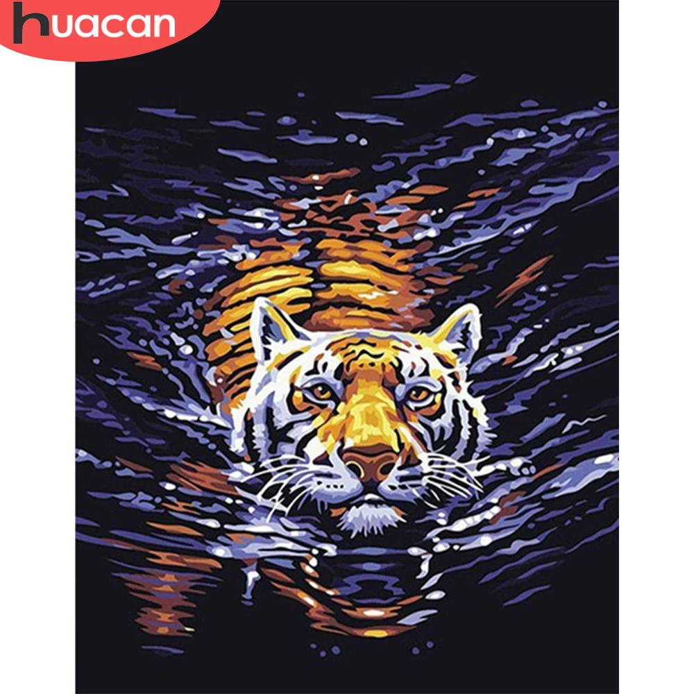 

HUACAN картина по номерам DIY комната настенные художественные картины по номеру тигр животные для взрослых украшение дома