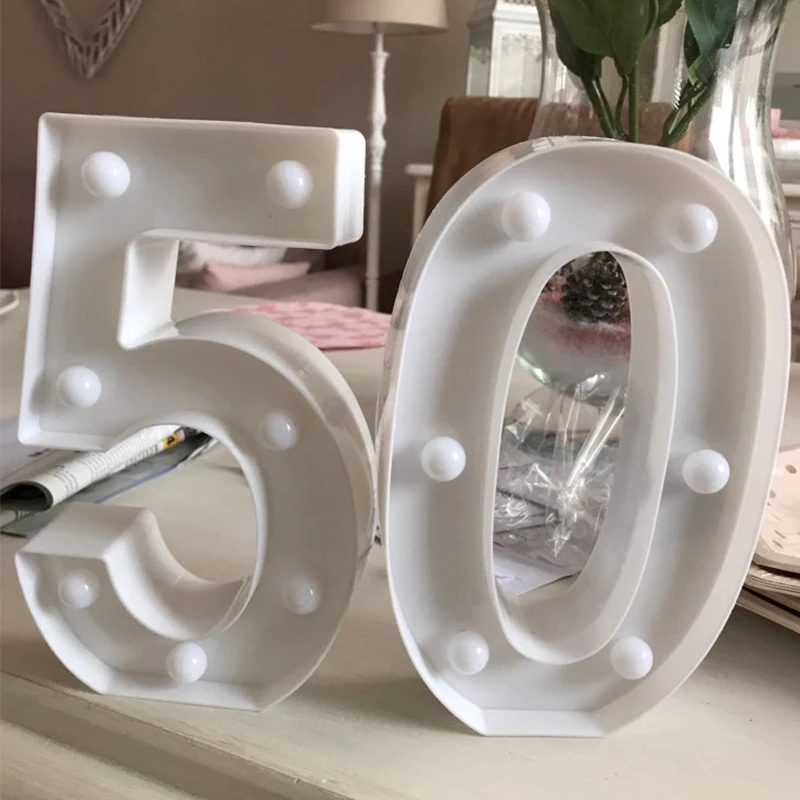 2 шт. 30th 40th 50th 60th номер светодиодный строка Ночной светильник лампа с днем