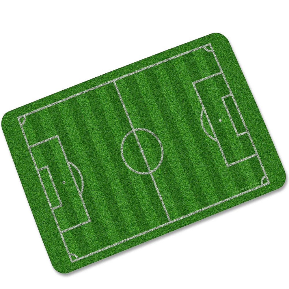 

Flannel Plus Rubber Printed Floor Mat Carpet Green Football Field Baseball Basketball Door Mat Lobby Kitchen Bath Non-slip Pad