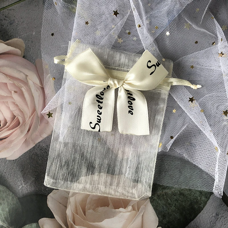 

10pcs 9x12 Organza Bag Ins Wind Gauze Bag Jewelry Packaging Bag Birthday Gift Bag Creative Bow Candy Bag Drawstring Wholesale