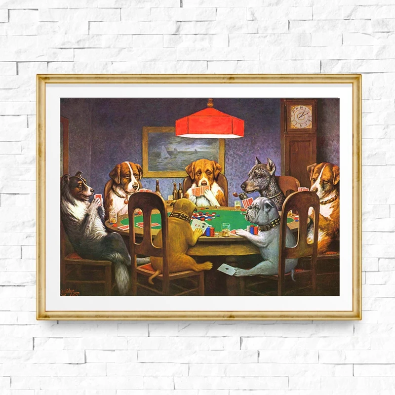 Забавный художественный постер и принты собак играющих в покер Настенная