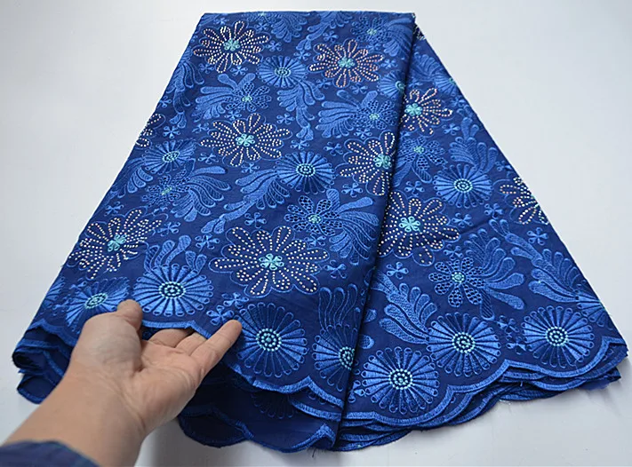 

5yards stones African Dry Lace Fabrics High Quality Cotton Lace Fabric Swiss Voile With Stone PSJA201