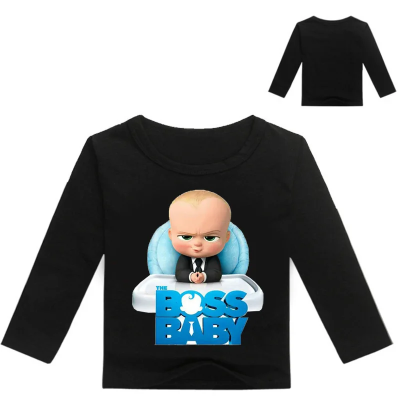 2-16Y Funny Baby Boss Clothes Boys Long Sleeve Tops Teenage T Shirt Cute Girl T-shirts Kids Teen Fashion Causal |