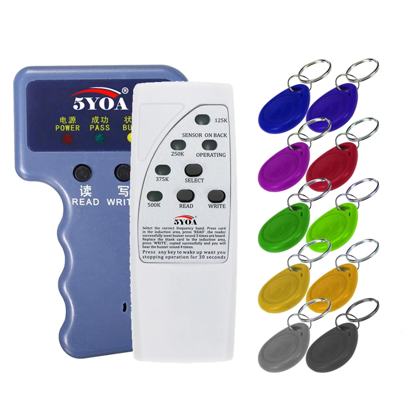 Handheld 125KHz EM4100 RFID Copier Writer Duplicator Programmer Reader EM4305 T5577 Rewritable ID Keyfobs Tags Card