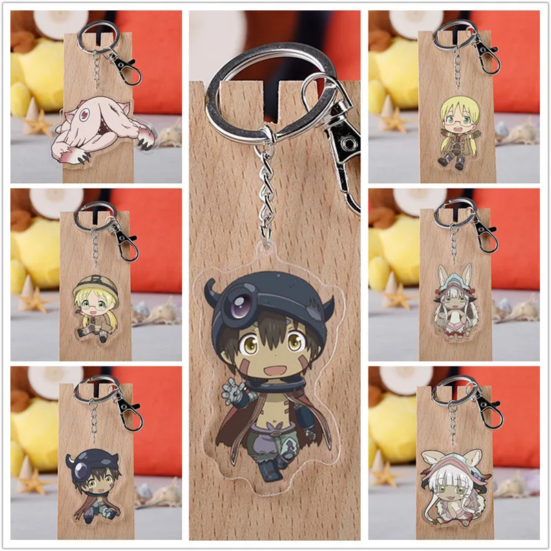 

Anime Made in Abyss Acrylic Keychain Key Ring Toy Regu Riko Nanachi Ouzen Mitty Lyza Figure Pendant Double sided Keyring