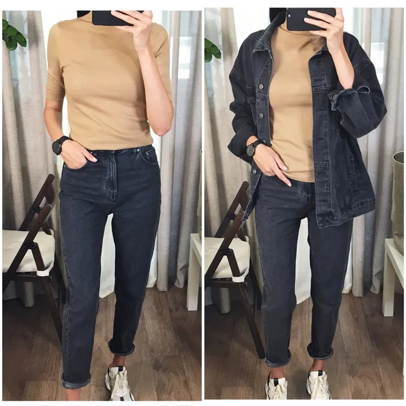 Женский свитер с воротником-стойкой GCAROL яркий эластичный вязаный пуловер из