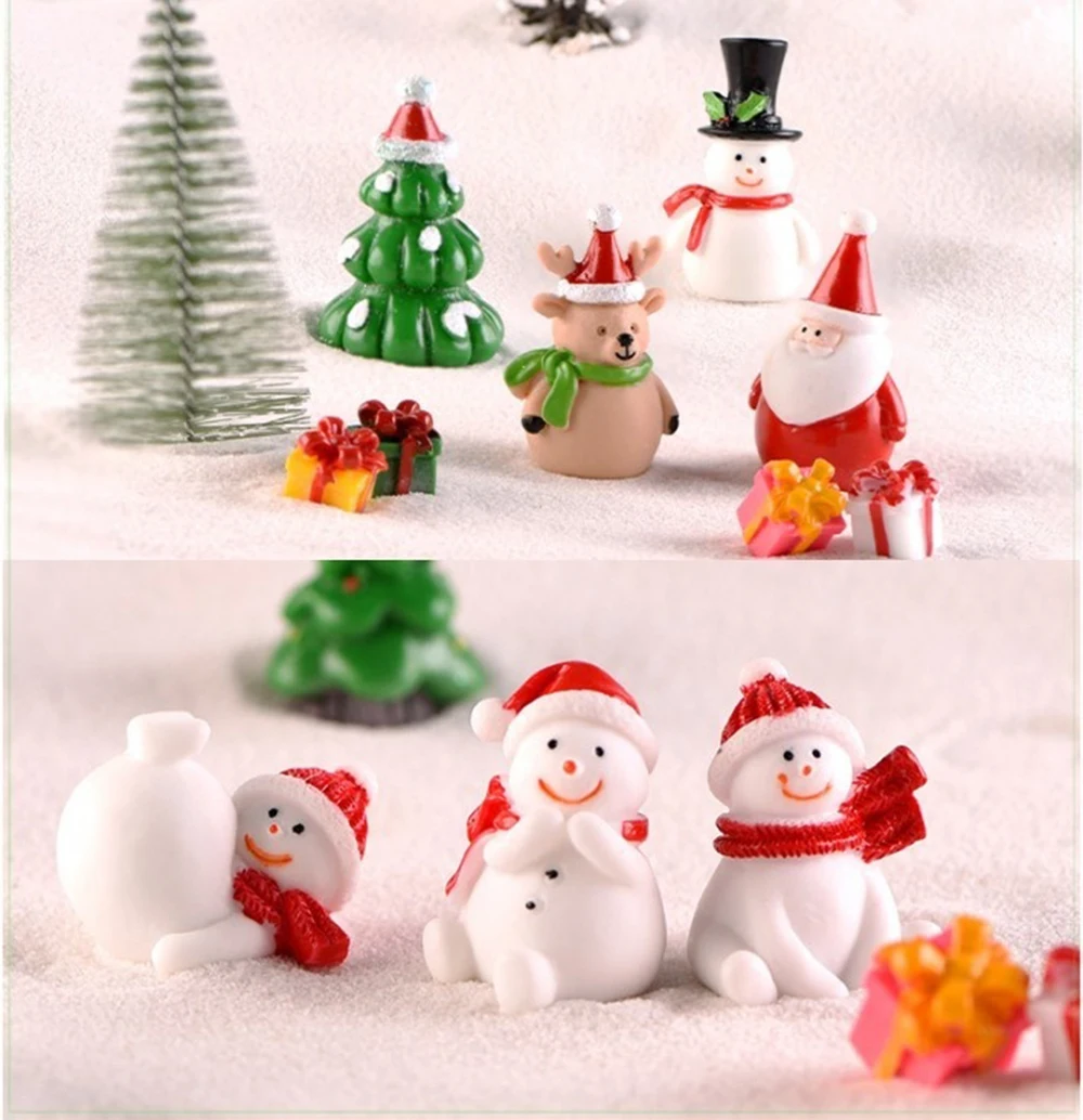 Christmas Miniature Santa Claus Snowman Sled Reindeer Terrarium Figurines Fairy Garden Decor Snow Landscape Model 1Pc | Дом и сад
