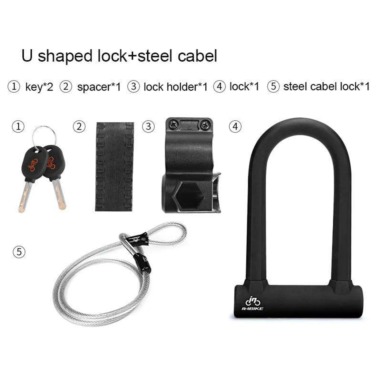

Bicycle Security and anti-theft U Lock Steel Cable U-Lock Set with Key Anti-theft Bicycle Lock for Cycling MTB Road Bike Scooter