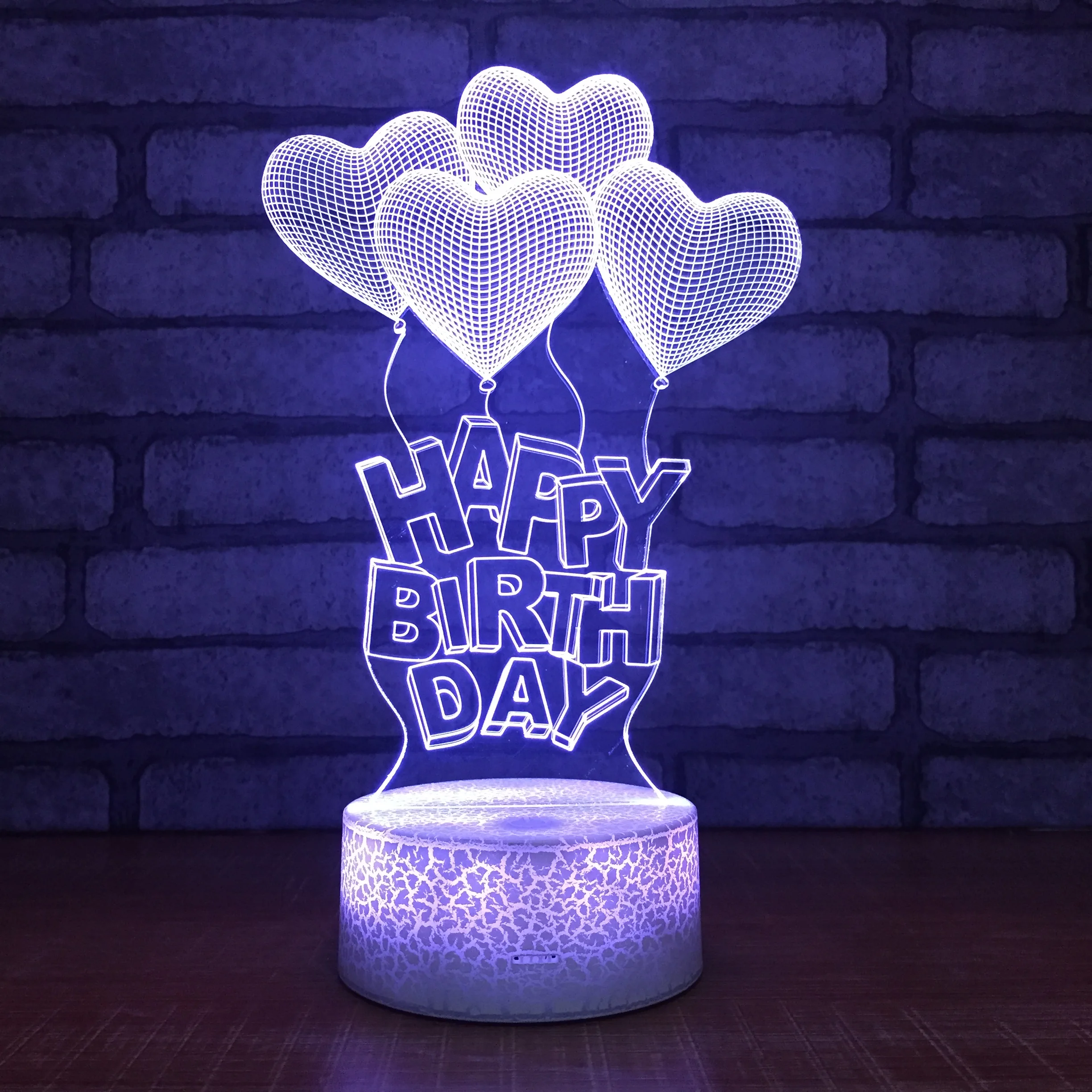 

Colorful Heart Balloon Shape LED 3d Lamp 7 Color Changing Beside Night Light for Home Bedroom Decorations Birthday Gift