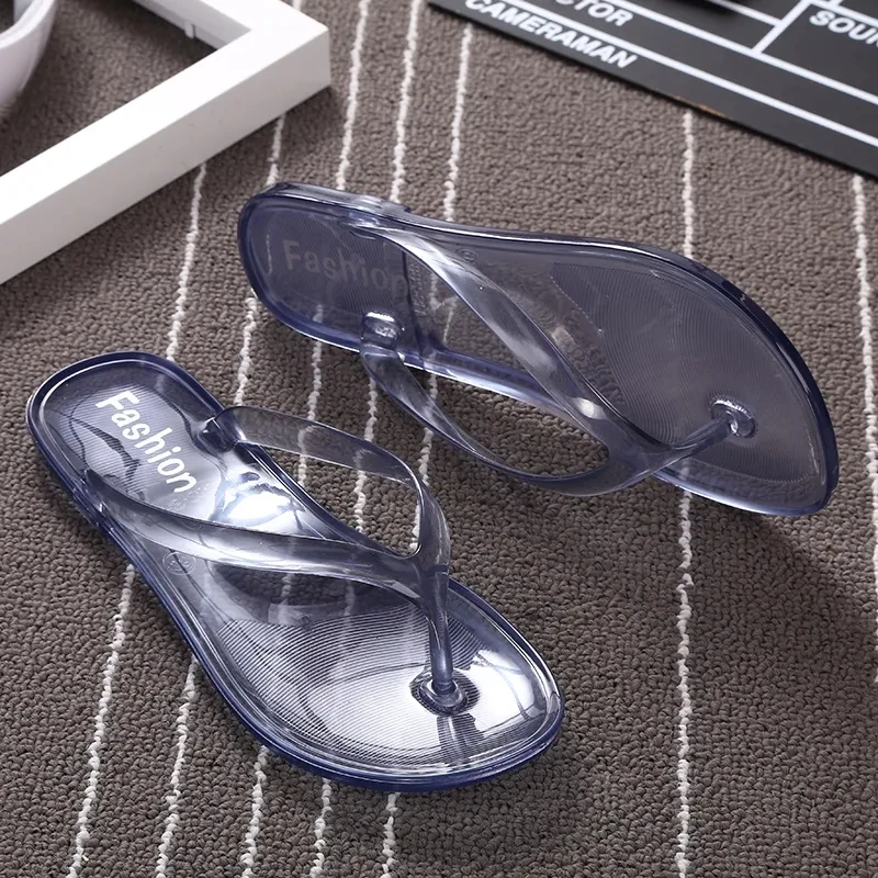 

Summer Beach Flat Clear Flip Flops Girls Transparent Slippers Female Jelly Shoes Plain Colo Women's Flip-Flops Ladies Slides