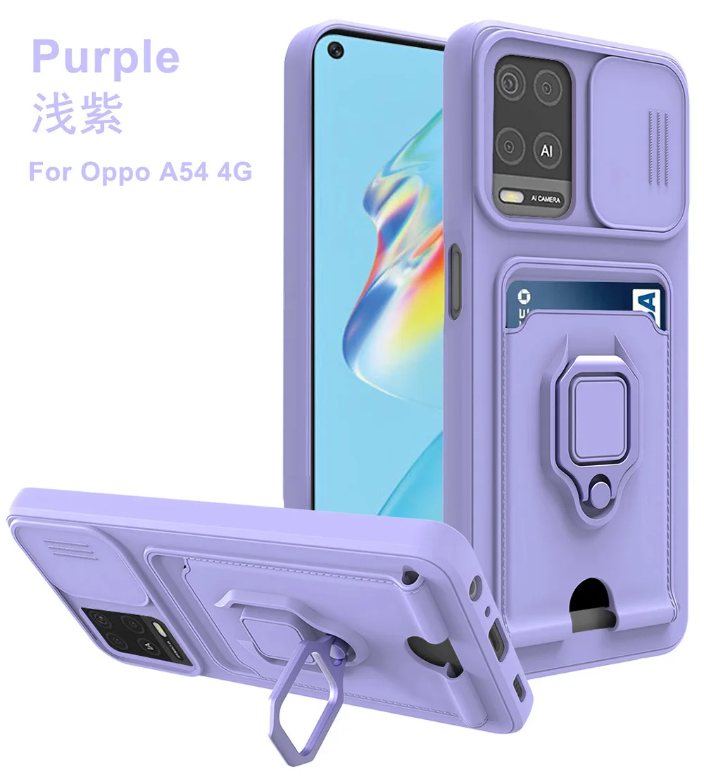 Multifunctional Metal Magnetic Ring Case For Realme C21 C20 Push Lens Protective Back Cover For OPPO A74 A54 A46 A15 A94 A55 S