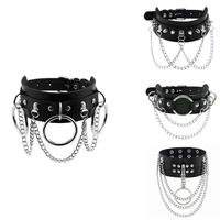 choker spikes collar women man leather necklace tassel metal chain jewelry neck punk chocker gothic accessories