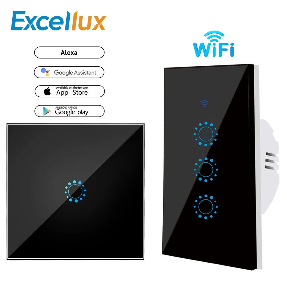 Смарт выключатель настенный сенсорный с поддержкой Wi Fi 2/3 клавиш|Выключатели| |